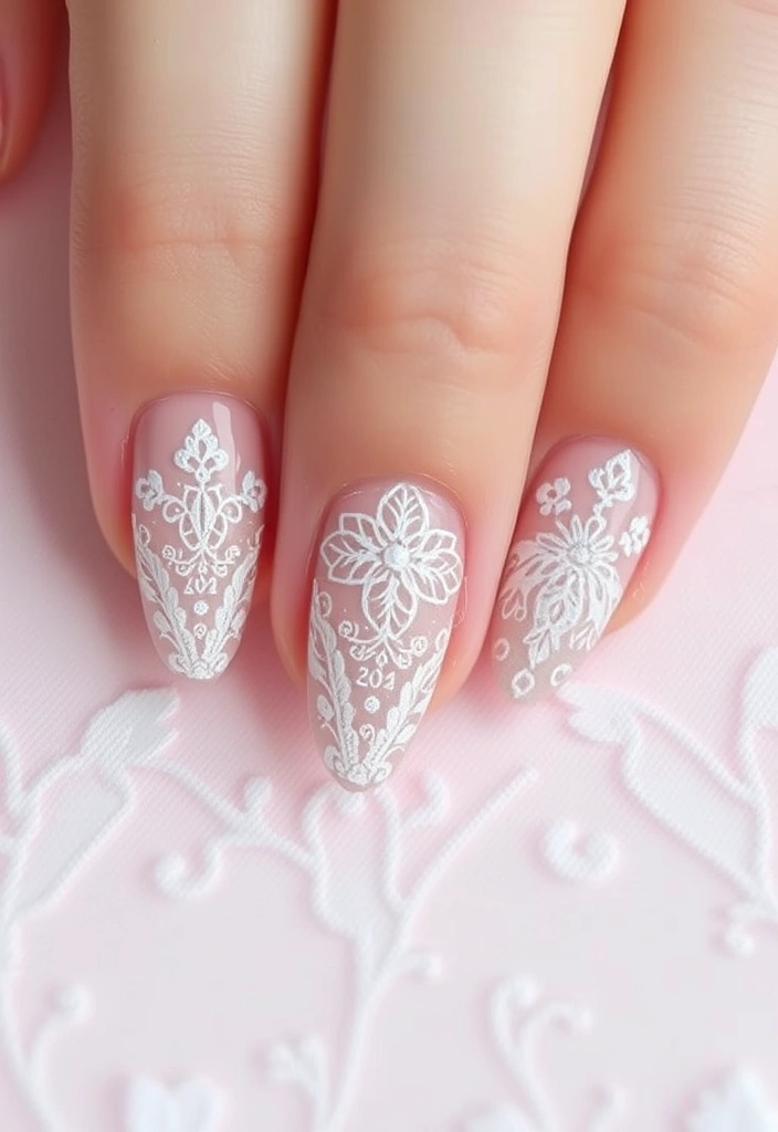 16 Quick Valentine's Nails That Look Professional (You'll Love #12!) - 14. Romantic Lace